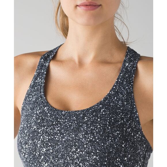 Lululemon Cool Racerback Tank Top in Mini Splatter Print White Black size 4 - Picture 3 of 8